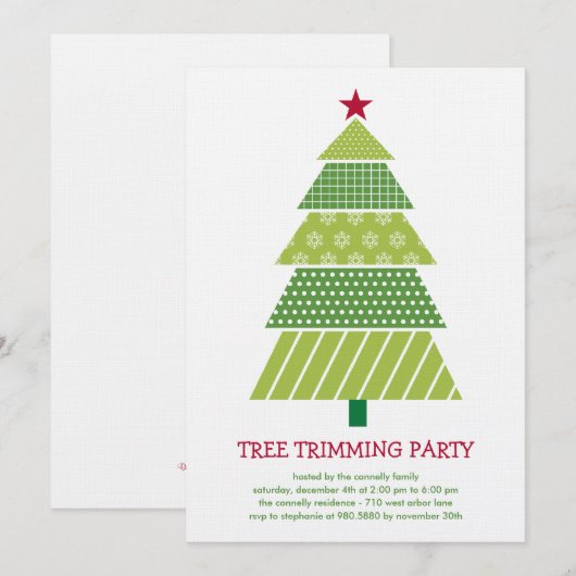 Moderne uitnodiging voor kerstboomfeestdagen (Voorkant / Achterkant)