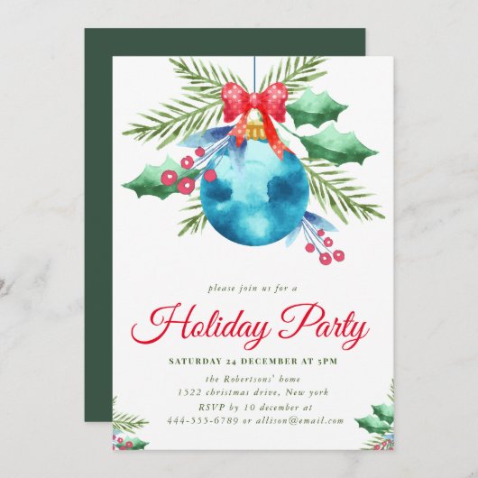 Moderne uitnodiging voor kerstfeest (Voorkant / Achterkant)