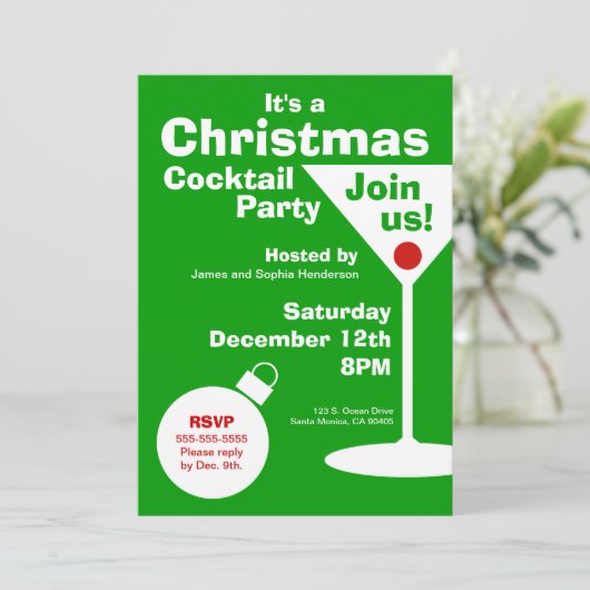 Moderne uitnodiging voor kerstfeest (Staand voorkant)