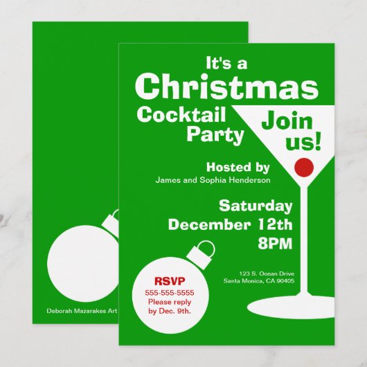 Moderne uitnodiging voor kerstfeest (Voorkant / Achterkant)