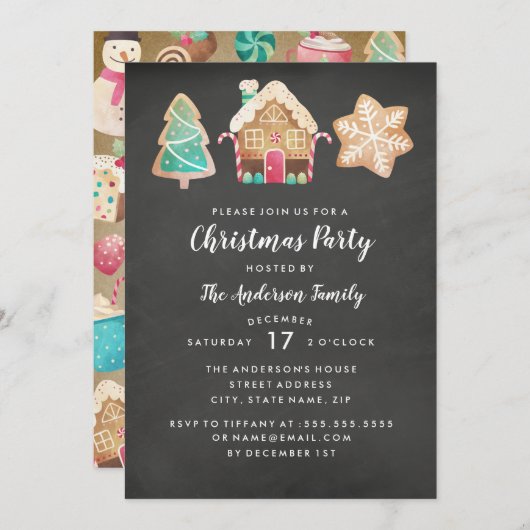 Moderne uitnodiging voor kerstfeestdagen (Voorkant / Achterkant)