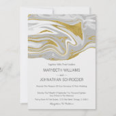 Moderne uitnodiging voor marmer en Gold Wedding Ca (Voorkant)