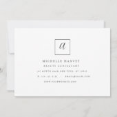 Moderne uitnodiging voor monogram zwart-wit huweli (Achterkant)