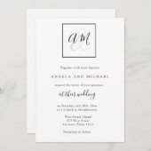 Moderne uitnodiging voor monogram zwart-wit huweli (Voorkant / Achterkant)