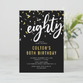 Moderne uitnodiging voor negende verjaardag in zwa (Staand voorkant)