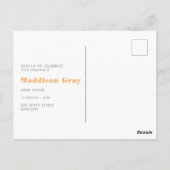 Moderne uitnodiging voor open huis bij diploma-uit (Achterkant)