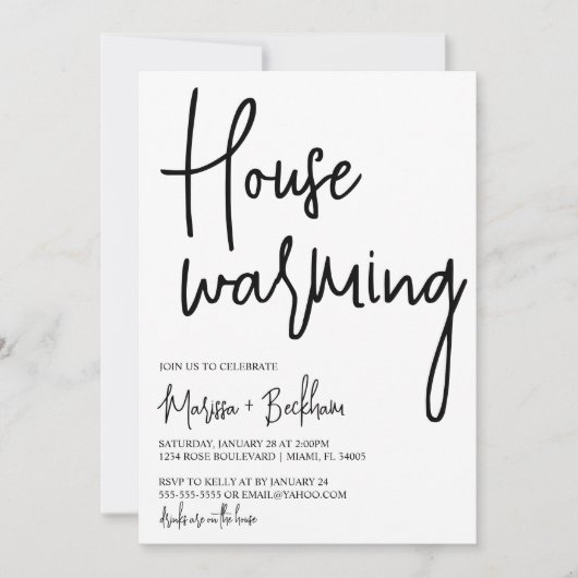 Moderne uitnodiging voor opwarming van het zwart-w (Voorkant)