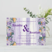 Moderne  uitnodiging voor Paarse bruiloft (Staand voorkant)