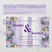 Moderne  uitnodiging voor Paarse bruiloft (Voorkant / Achterkant)