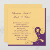 Moderne uitnodiging voor Paarse en gouden bruiloft (Voorkant / Achterkant)