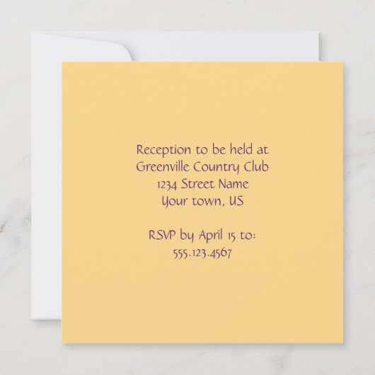 Moderne uitnodiging voor Paarse en gouden bruiloft (Achterkant)