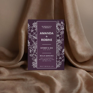 Moderne uitnodiging voor Paarse Floral Wedding