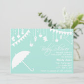Moderne uitnodiging voor paraplu-baby shower (Staand voorkant)