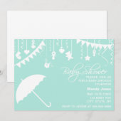 Moderne uitnodiging voor paraplu-baby shower (Voorkant / Achterkant)