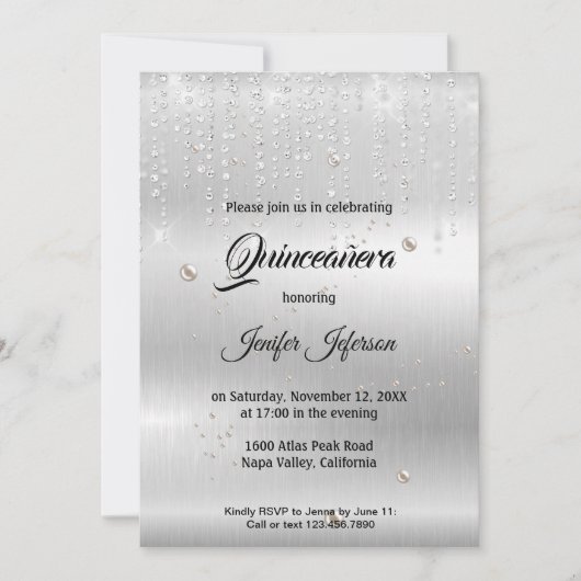 Moderne uitnodiging voor Quinceanera (Voorkant)