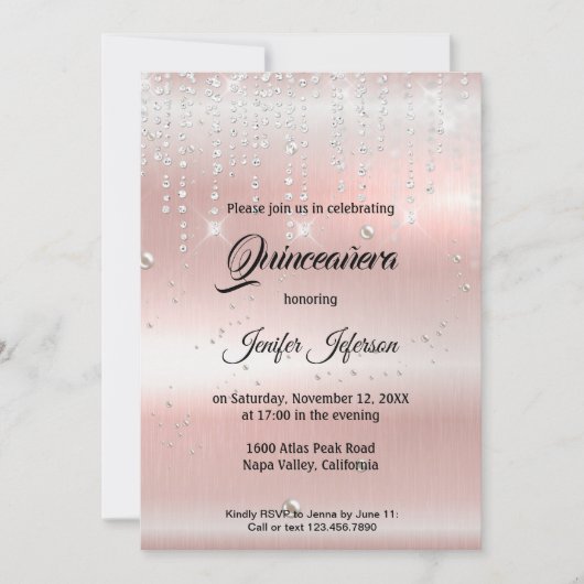 Moderne uitnodiging voor Quinceanera (Voorkant)