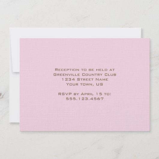 Moderne uitnodiging voor roze en bruin huwelijk (Achterkant)