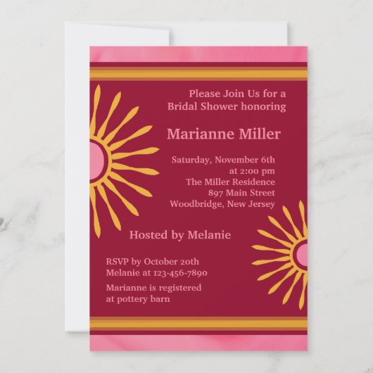 Moderne uitnodiging voor roze en bruine bridal (Achterkant)