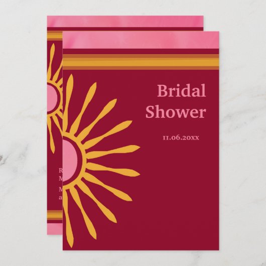 Moderne uitnodiging voor roze en bruine bridal (Voorkant / Achterkant)