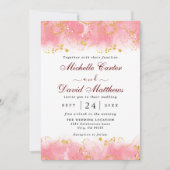 Moderne uitnodiging voor roze en gouden marmer (Voorkant)