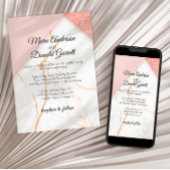 Moderne uitnodiging voor roze en gouden marmer