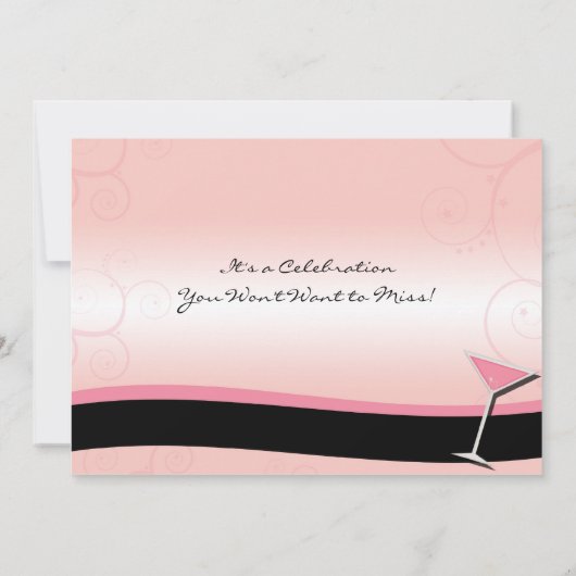 Moderne uitnodiging voor roze en zwarte bacheloret (Achterkant)