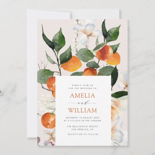 moderne uitnodiging voor sinaasappels van citrusvr (Voorkant)