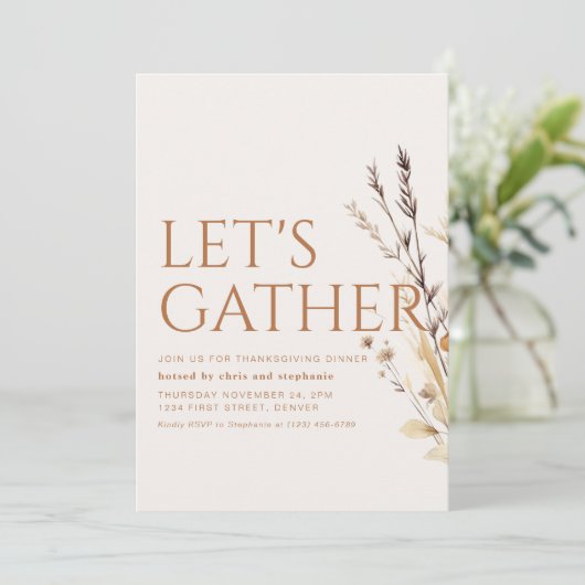 Moderne uitnodiging voor Thanksgiving binnenpartij (Staand voorkant)