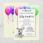 Moderne uitnodiging voor theepartij 'Schuldenvrij' (Voorkant / Achterkant)