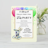 Moderne uitnodiging voor theepartij 'Schuldenvrij' (Staand voorkant)