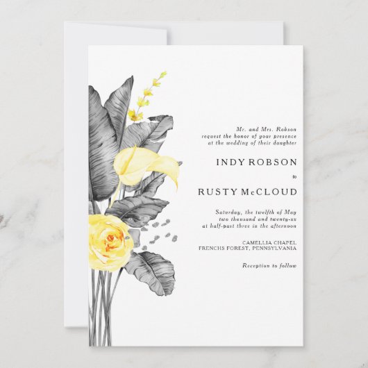 Moderne uitnodiging voor tropisch huwelijk (Voorkant)