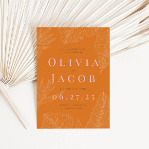 Moderne uitnodiging voor tropisch huwelijk