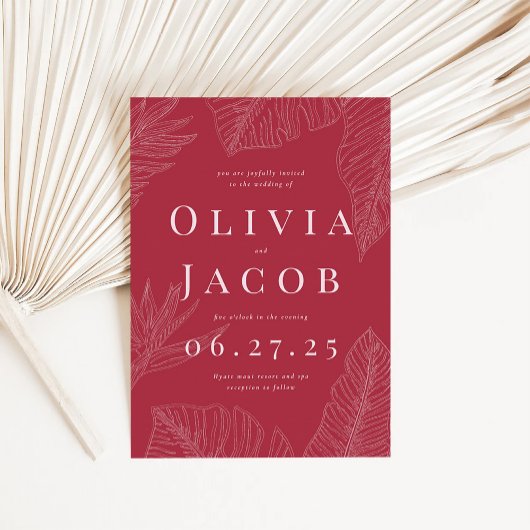 Moderne uitnodiging voor tropisch huwelijk