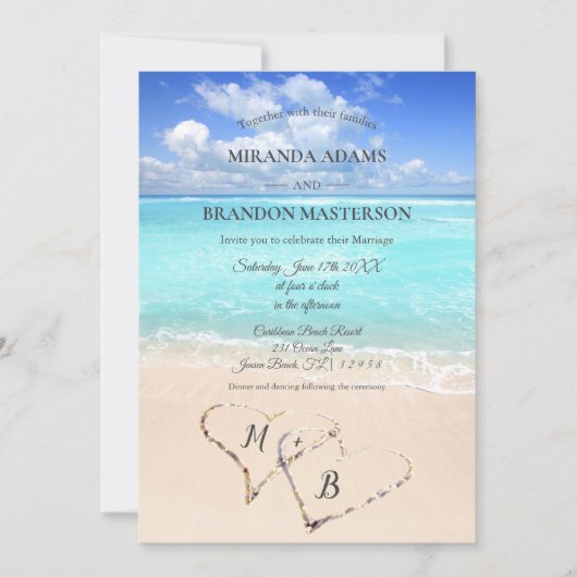 Moderne uitnodiging voor tropisch strand (Voorkant)