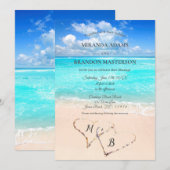 Moderne uitnodiging voor tropisch strand (Voorkant / Achterkant)