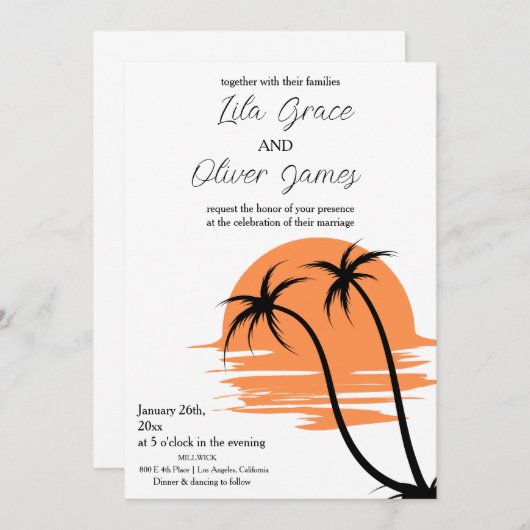 Moderne uitnodiging voor tropisch strand Ocean Wed (Voorkant / Achterkant)