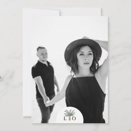 Moderne uitnodiging voor tropisch strand Ocean Wed (Achterkant)