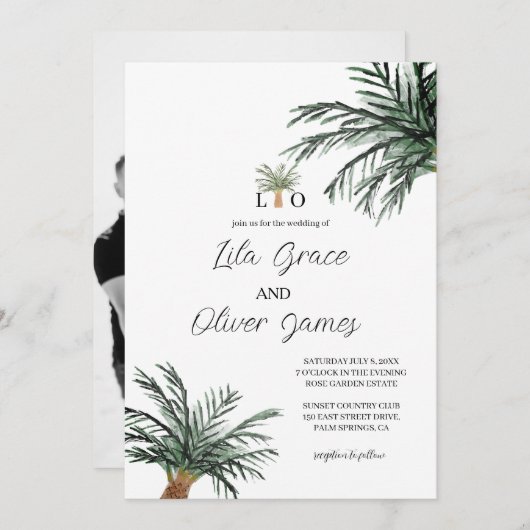 Moderne uitnodiging voor tropisch strand Ocean Wed (Voorkant / Achterkant)