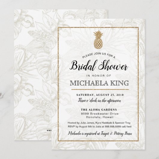 Moderne uitnodiging voor tropische ananassen (Voorkant / Achterkant)