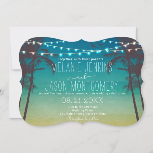 Moderne uitnodiging voor tropische palmbomen voor (Voorkant)