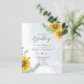 Moderne UITNODIGING voor Trouwfeest in Zonnebloemg (Staand voorkant)