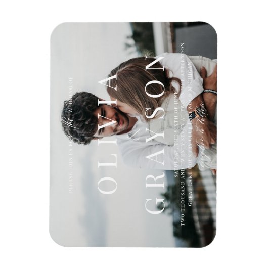 Moderne uitnodiging voor verfijnde bruiloft magneet (Verticaal)