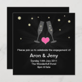 Moderne uitnodiging voor verloving met champagne (Voorkant / Achterkant)