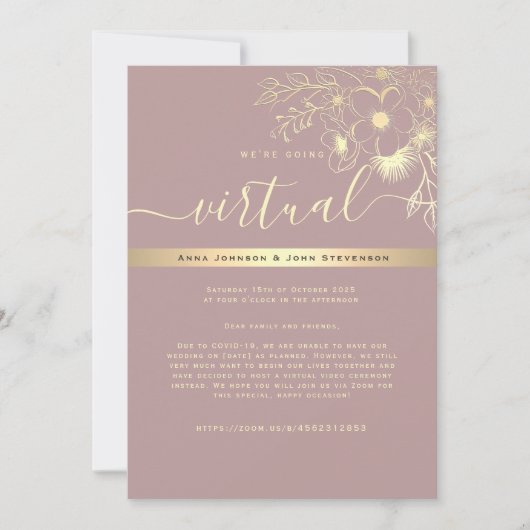Moderne uitnodiging voor virtueel huwelijk (Voorkant)