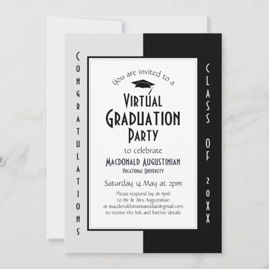 Moderne uitnodiging voor virtuele Graduation Party (Voorkant)