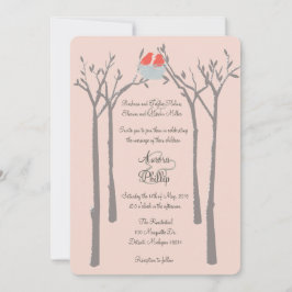 Moderne uitnodiging voor vogels en bomen