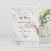 Moderne uitnodiging voor weddenschappen en rozen (Staand voorkant)