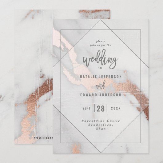 Moderne uitnodiging voor weddenschappen en rozen (Voorkant / Achterkant)