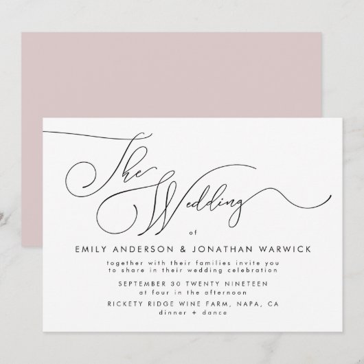 Moderne uitnodiging voor weddenschappen in calligr (Voorkant / Achterkant)