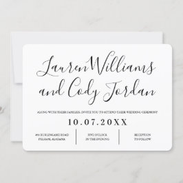 Moderne uitnodiging voor weddenschappen in wit en 
